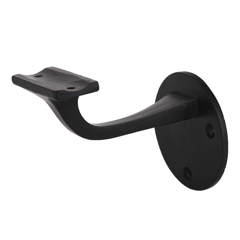 A29 Set of 4 Heavy Duty Metal Handrail Brackets - Cast Iron Hand Railing Brackets for Stairs - Black Powder Coat Steel Banister Support for Indoor, Outdoor Stairway Mounting Hardware Included - Image 2